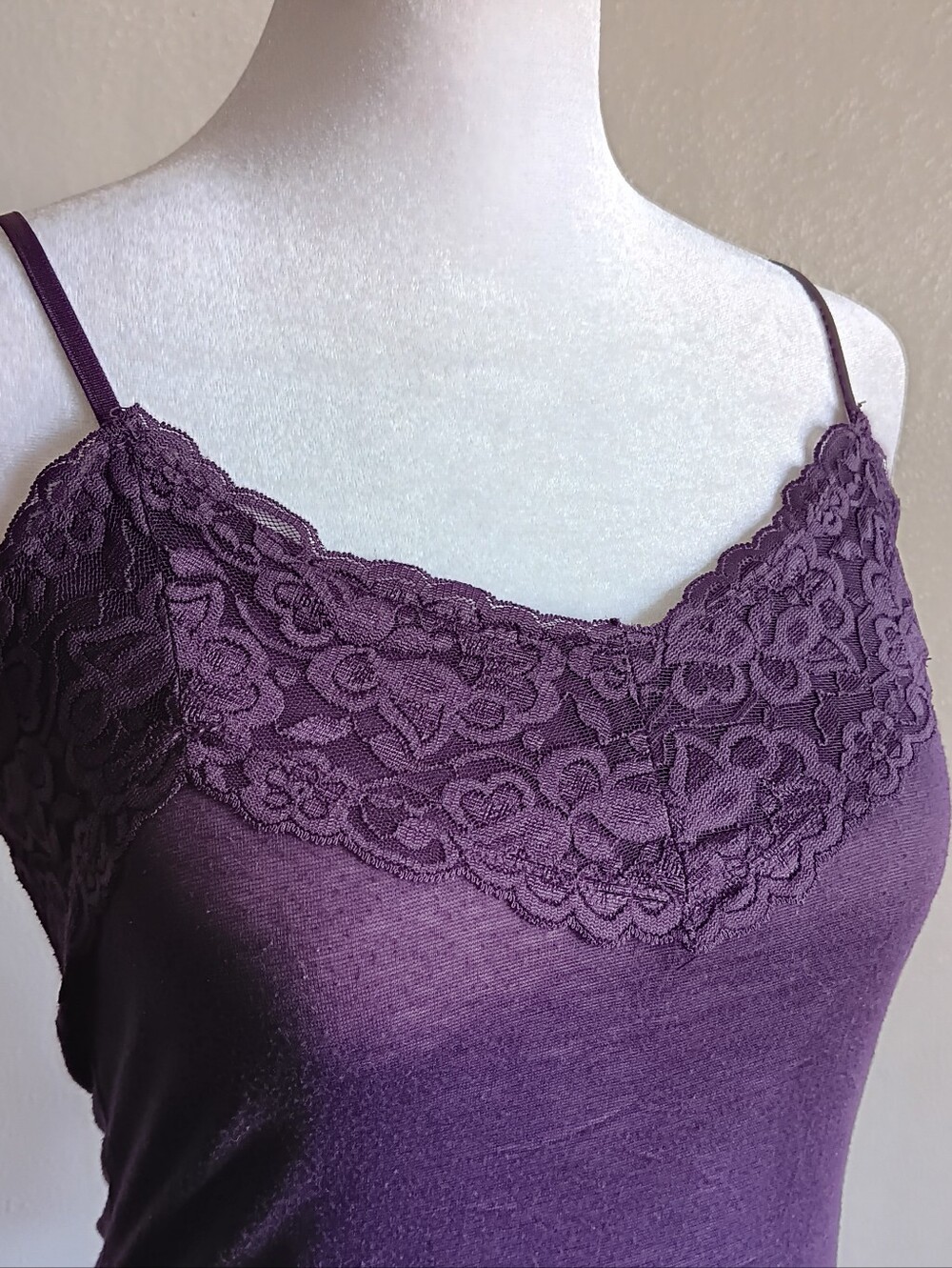 Y2K Purple Lace Trim Vanity Cami Camisole Tank Top Womens Sz. Small, Grunge - Picture 3 of 7